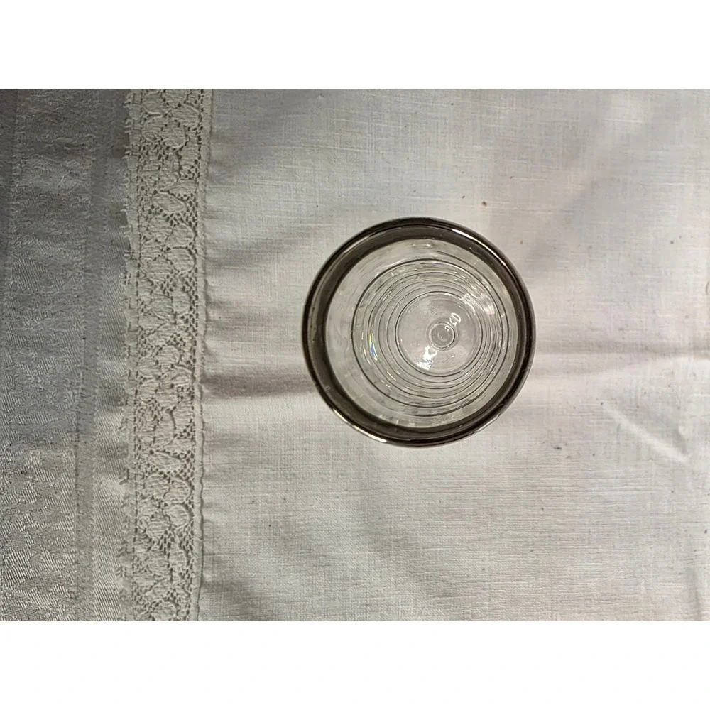 Vintage Silver Rim Cordial Liqueur Glasses Set of 6 Mid Century Stemware Clear